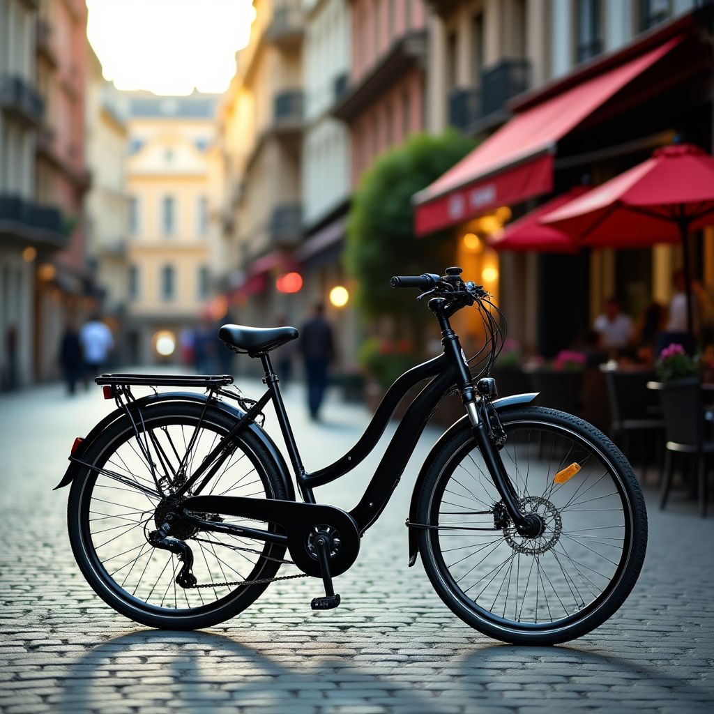 Moderna bicicleta urbana en un entorno urbano