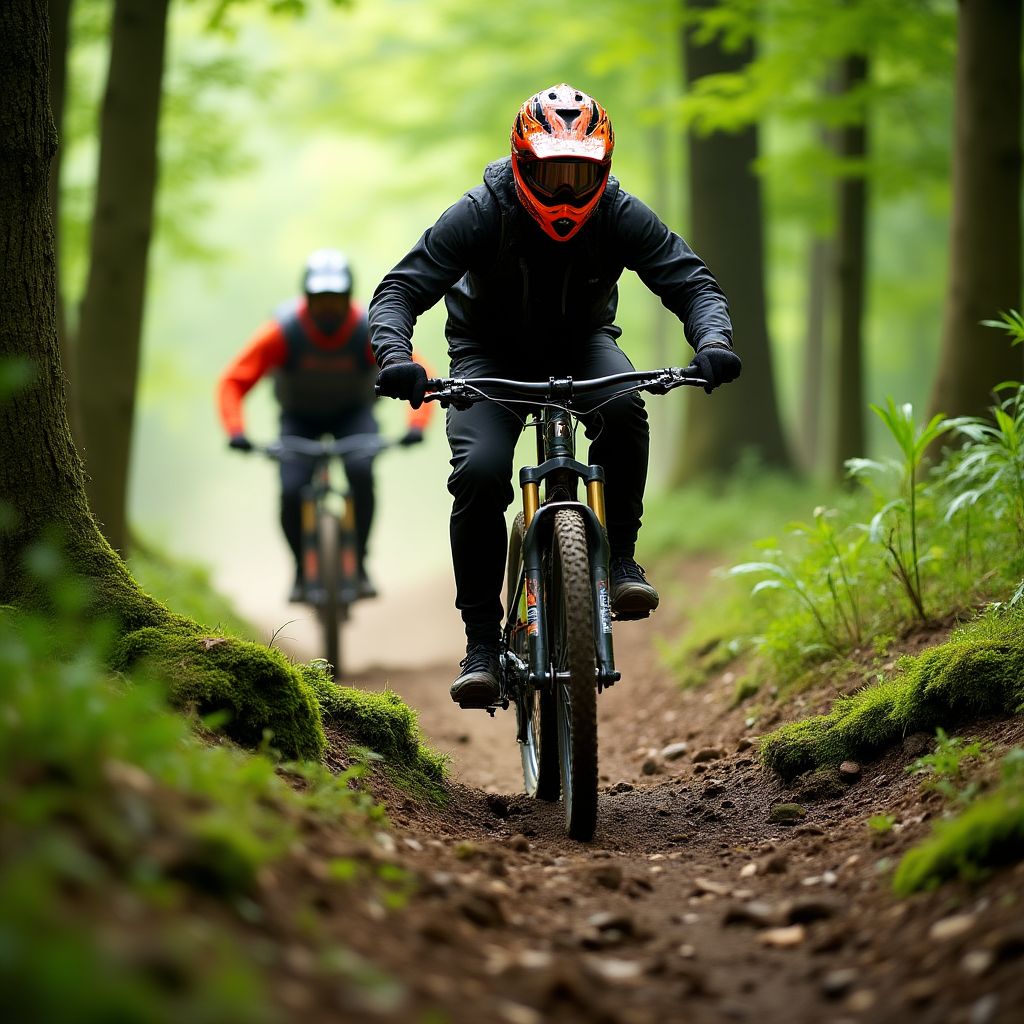 Bicicleta de montaña en un terreno boscoso